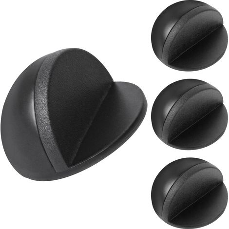 Butées de Porte Adhésives en Acier Inoxydable, Lot de 4 Blocs-Porte avec Pare-Chocs en Caoutchouc - Arrêts de Porte pour Intérieur, Protection des Portes et Murs (Noir) (1/5)