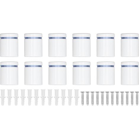 Lot de 12 clous publicitaires décoratifs anti-rayures pour fixation murale en verre, acrylique ou bois (25 x 30 mm). (1/5)