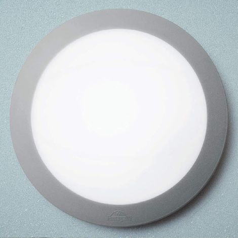 Plafonnier Rond LED Extérieur/Intérieur IP66 x2 Culot E27 Couleur Gris Verre Opale (1/5)