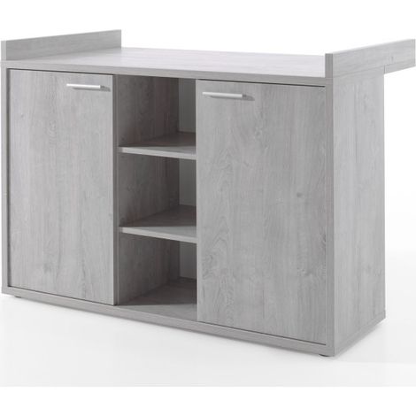Commode bébé avec table à langer intégrée coloris gris effet bois collection MATHEO (1/3)