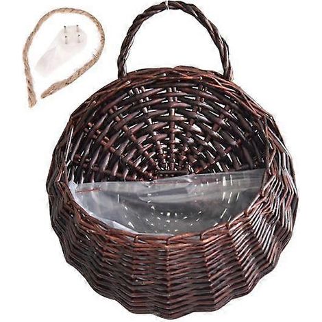 1 Ensemble de panier à fleurs tressé à la main en rotin multifonctionnel, support pour plantes suspendues au mur ou à la clôture, pour jardin ( ) (1/5)