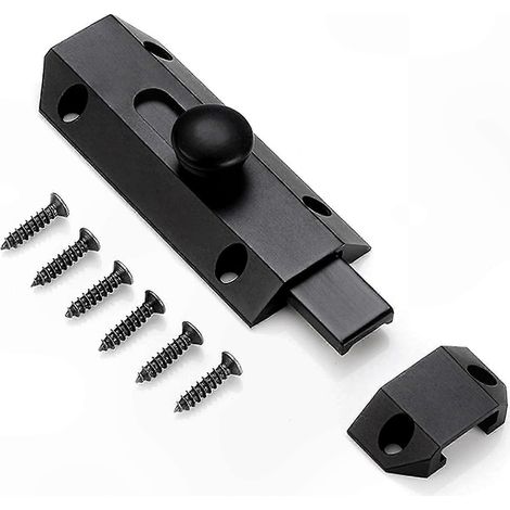 Verrou de portail robuste avec sécurité intégrée, loquet en laiton massif épais, finition noire, modèle résistant pour usage extérieur (1/5)