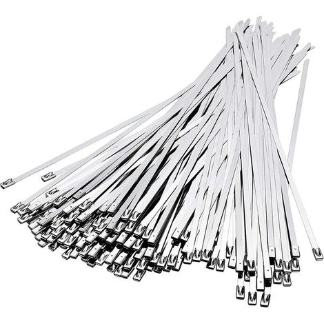 royaluxe -Attaches Câbles en Acier Inoxydable, Collier Serrage Inox, 100 Pièces de 4,6 × 300 mm Attache de Câble en Acier Inoxydable 304 de Haute Qualité, Conception Anti-retour à Bille en Acier, (1/5)