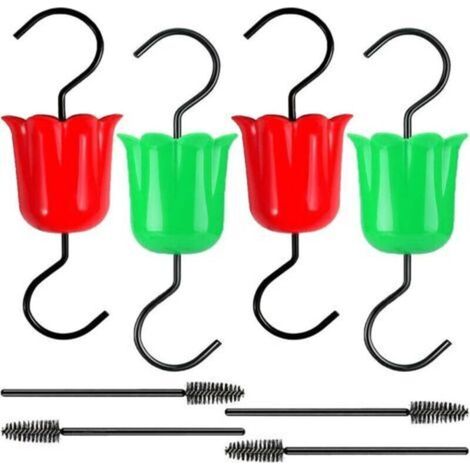 Set da bagno per mangiatoie per colibrì (4 ganci per le code, 4 spazzole per la pulizia)