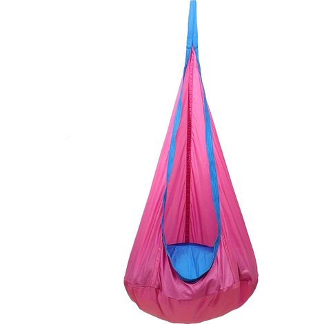 LEDANDER Siège-balançoire cocon pour enfants, chaise-hamac suspendue, balançoire sensorielle intérieur/extérieur — Rose (150 x 70 cm) (1/5)