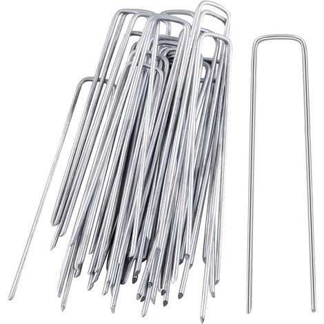 Lot de 50 piquets de fixation en acier 150x30mm, pour bâche anti-mauvaises herbes, Ø2,5mm (1/5)