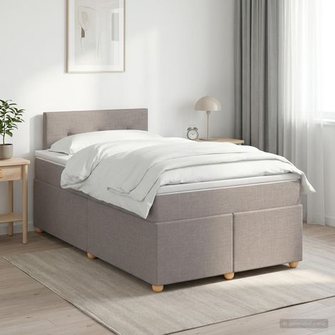 vidaXL Lit boxspring avec matelas Taupe 120 x 200 cm Tissu (1/5)