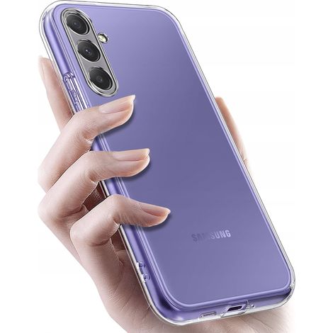 Funda para Samsung Galaxy S24, funda transparente reforzada, parte trasera delgada de 2 mm + cristal (1/5)