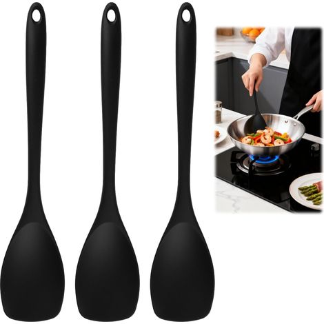 3 Cuillère,Longueur 27,5 cm,Résistante à la chaleur 210 °C,Silicone,Ustensile cuisine,Poêle antiadhésive (1/5)