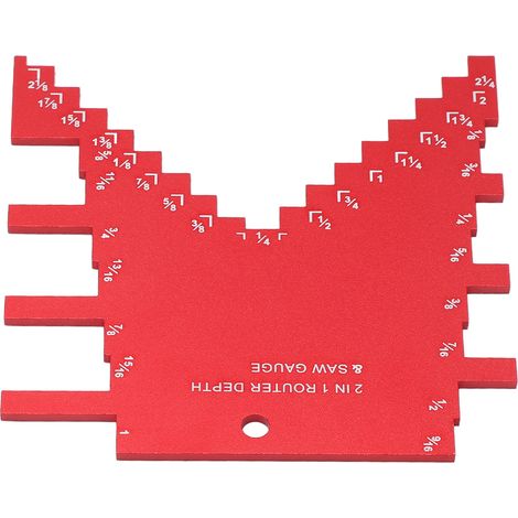 Jauge de profondeur de marche 2 en 1 en alliage d'aluminium avec marquages laser précis pour scie circulaire et défonceuse (rouge) (1/5)