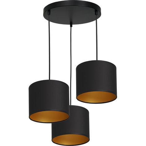 Suspension Luminex Arden ronde Ø45cm 3xE27 noir int. or