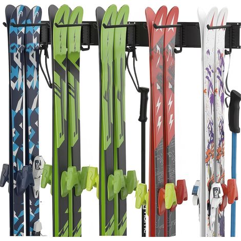 Support de rangement pour skis – Support mural pour 10 paires de skis et snowboards – Capacité de 136 kg