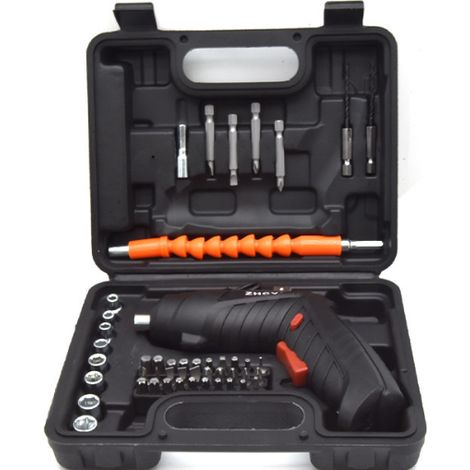 Lntyq Tournevis électrique rechargeable sans fil avec batterie au lithium-ion 3,6 V, 47 en 1 tournevis électrique portable, adapté pour les projets de bricolage,avec boîte de tournevis électrique