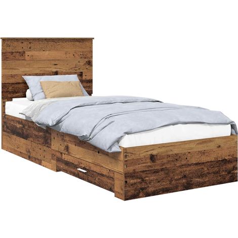 Estructura de cama con cabecera Madera vieja 100 x 200 cm vidaXL