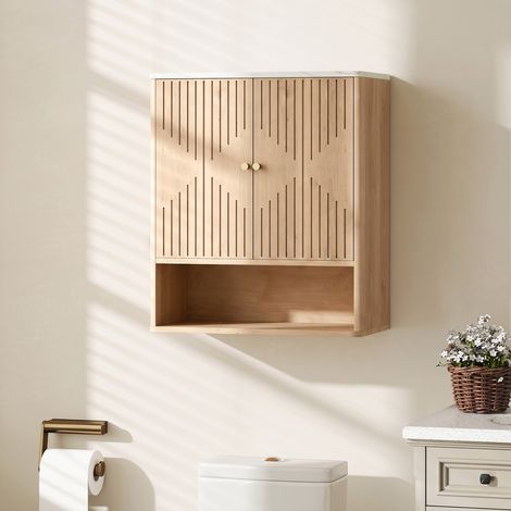 Armoire murale de salle de bain – Meuble de rangement chêne MDF – Étagère réglable – Dimensions 60 x 18 x 70 cm – Design optimisé pour petits espaces (1/5)
