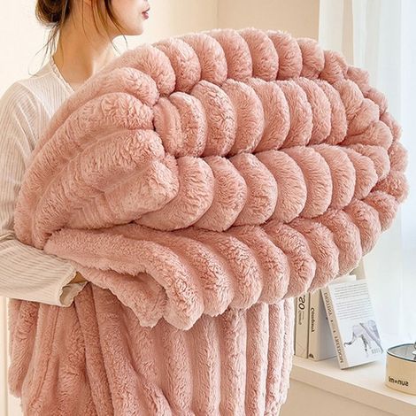 1 pièce Plaid polaire canapé, 200x230 cm, couverture chaude en fausse fourrure de lapin, douce et épaisse, pour lit ou salon