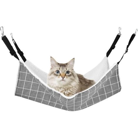 Lit Hamac pour Chat, Hamac pour Animaux de Compagnie Lit Suspendu Chaud avec Sangles Réglables Coussin Somnolent pour Animaux de Compagnie pour Chats Petits Chiens Lapins