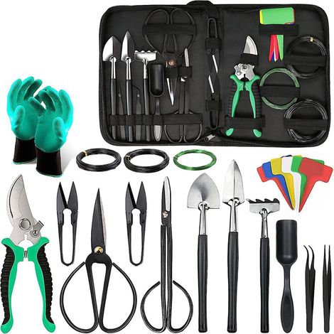 Ensemble d'outils 24 pièces, convient aux débutants, ensemble de bonsaï, outils pour la mise en forme et l'entretien du bonsaï, ensemble d'outils de jardin pour bonsaï.