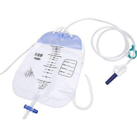 5 Pièces Poches de Drainage Urinaire PVC Épais Anti-Retour, Sachets à Urine Stériles 1500ml