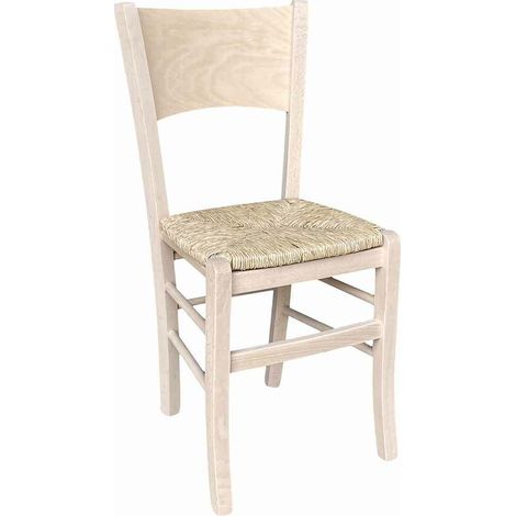 Sedia in legno Lucy grezza da verniciare con seduta in paglia