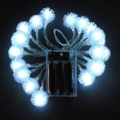Blanc boule Guirlande lumineuse LED à piles avec fleurs 3 m 20LED , parfait pour Noël mariage et les fêtes (1/5)