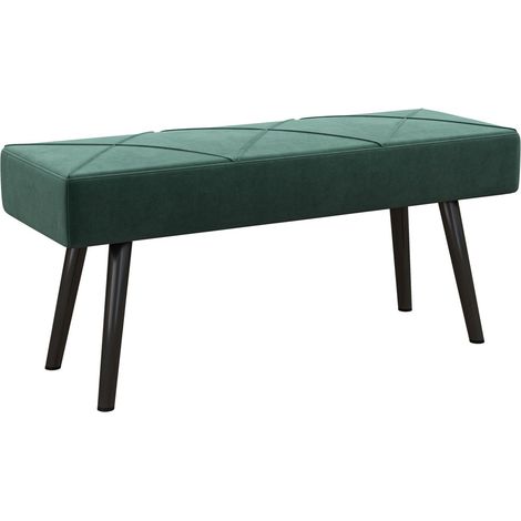 Meuble à chaussures banc rembourré velours vert 100x36x45 cm motif X pour chambre couloir support 120 kg (1/5)