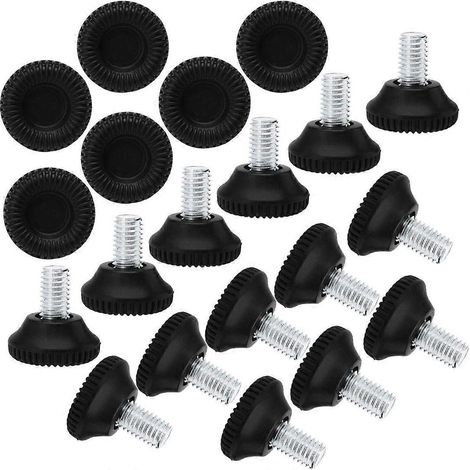 Verstellbare Schrankfüße M10 x 15 x 30 mm, Nivellierfüße, verstellbare Bodenschutzkappen für Möbel, Schreibtische, Tische und Stühle, 20er-Pack