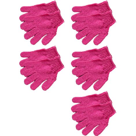 Gants exfoliants, lot de 10 gants de bain (5 paires), gants en fibres naturelles pour hommes et femmes. (1/5)