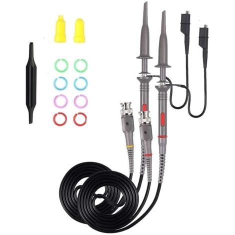 Sonde d'oscilloscope universelle avec Kit d'accessoires, sondes à pince d'oscilloscope 100MHz avec Kit de cables de Test BNC vers Minigrabber (1/4)