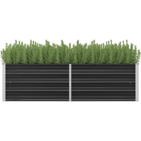 Vidaxl – Bac surélevé en acier galvanisé anthracite 160x40x45 cm – Grand espace de plantation – Design moderne pour fleurs et légumes