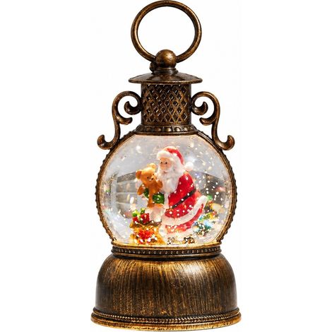 Boule à neige Père Noël avec musique, minuterie 6 heures, décoration de Noël en résine en forme d'ours (1/5)