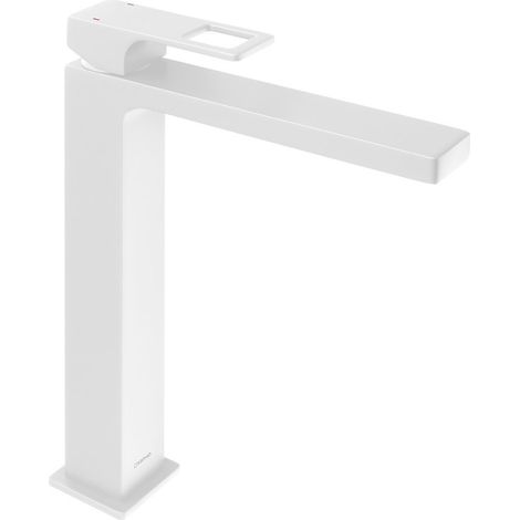 FORATA Mitigeur de lavabo, haut, bec long, blanc mat