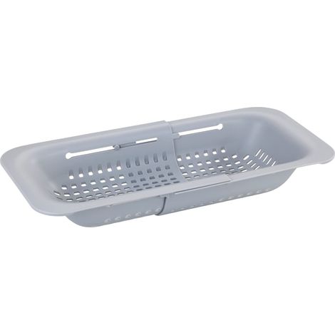 Wenko Colino per lavello Sivo Grigio Chiaro, Ideale per Lavare Frutta e Verdura, 36,5-50,0 x 7 x 20 cm (1/4)