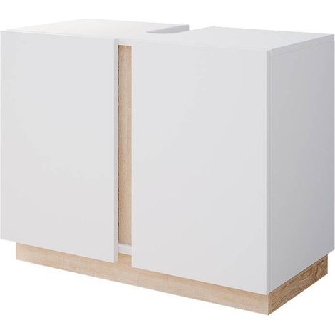 Meuble sous vasque simple Gloria, Blanc, 70.4 x 55.5 cm avec 2 portes, Vicco