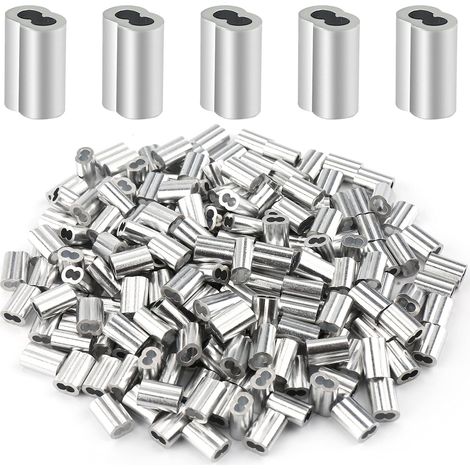 Manguito de aluminio en forma de ocho, manguito de aluminio de doble orificio, mandril de cable de aluminio, mandril de aluminio de 1,5 mm (200 piezas) (1/5)