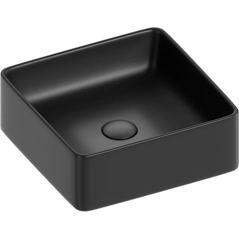 Lavabo d'appoggio quadrato in ceramica da 36x36 cm nero - Serie Nature (1/3)