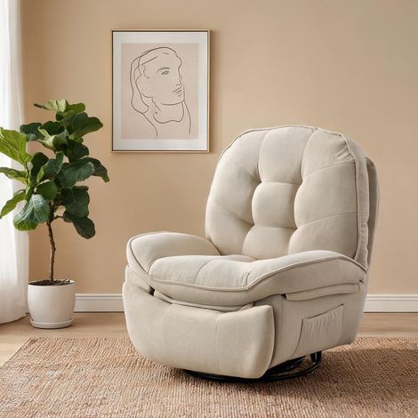 Fauteuil relax coloris cream blanc en polyester 95 x 94 x 104 cm (1/5)