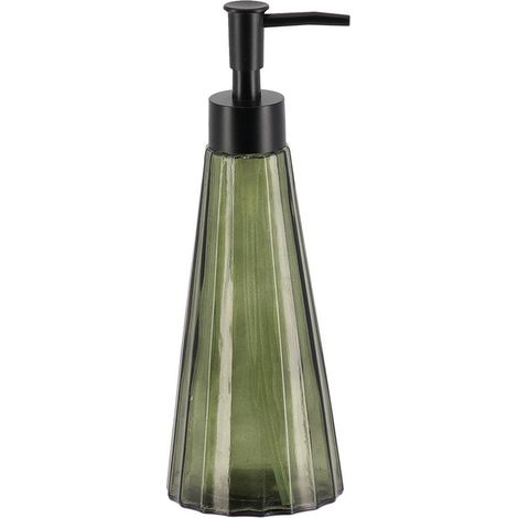 Distributeur a savon verre forme conique 300ml - vert olive translucide - (1/2)