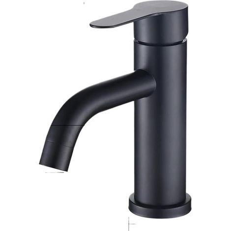 CYRILL – Miscelatore per lavabo monoforo in acciaio inossidabile, montaggio da banco, nero opaco, accessori per il bagno (colore: nero) (1/5)