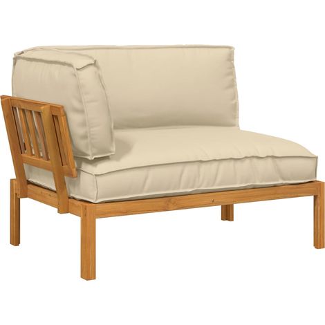 Sofa Set with Cushion Beige 133 x 92 x 69 cm Solid Acacia Wood vidaXL (1/5)