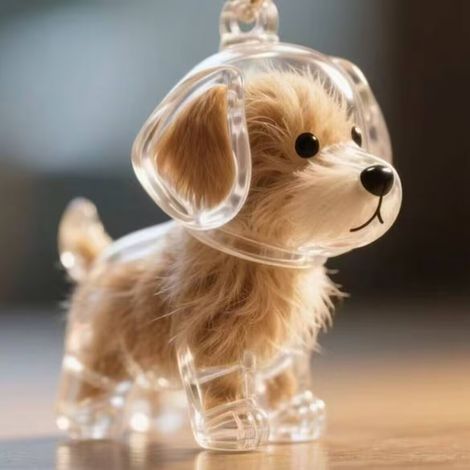 Boîte de rangement transparente pour chiots avec boîte à poussière décorative suspendue en peluche, cadeau commémoratif (1/4)