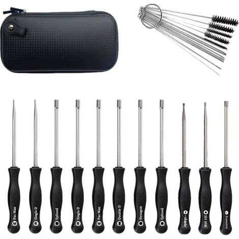 11 PièCes SéRies Jeu D\'Outils de Tournevis de RéGlage Du Carburateur avec des Aiguilles de Nettoyage en Carbu Brosses AdaptéEs pour (1/4)