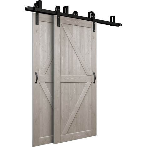 HOME DELUXE - Doppelholzschiebetür SOLIA - Kiefernholz - 205 x 105 cm, inkl. Gleitschiene und Rollen I Holztür Wohnungstür Innentür Holzschiebetür Schiebetür Holztür Tür