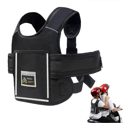 Ceinture de sécurité pour moto enfant, sangle de moto avec sac, bandes réfléchissantes, ceinture enfant, réglable, respirante, pour voiture électrique (1/5)