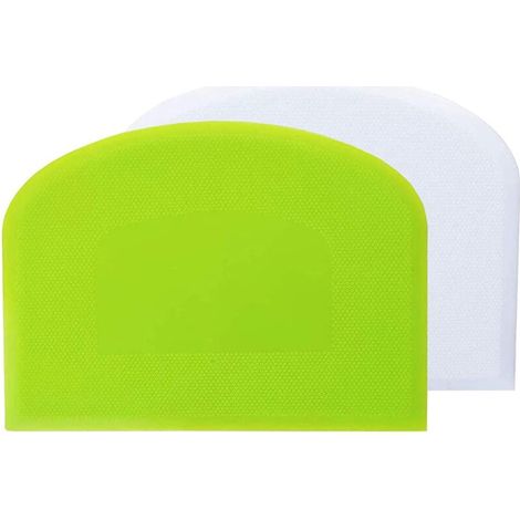 Spatule à pâtisserie en plastique, 2 pièces, grattoir à pâte, spatules à pain, pour la cuisine, la pâtisserie, les crêpes, 12 x 9,5 cm (vert + blanc)