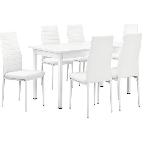 Tavolo da pranzo bianco 140 cm + sedie bianche 96 cm 030004009