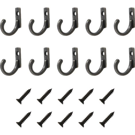 Lot de 10 crochets muraux vintage en bronze avec vis - Petits crochets à vis (1/3)