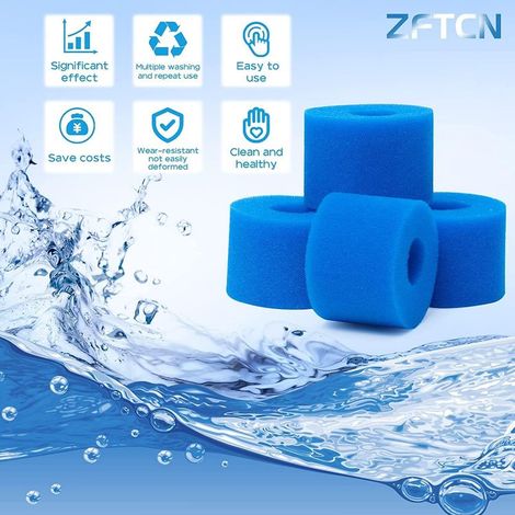 Set mit 8 Schaumstoff-Poolfiltern für Intex Typ S1 - Schaumstofffilter für Spa, Schwimmbad - Wiederverwendbar und waschbar - Typ S1 Filtrationsschwamm (8 Stück) (1/3)