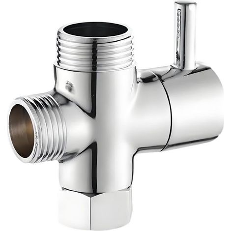 Vanne d'inverseur à 3 voies pour bras de douche 1,27 cm en laiton, robinet d'inverseur de douche en métal G1/2, remplacement avec rondelles en caoutchouc, adaptateur de douche (1/5)
