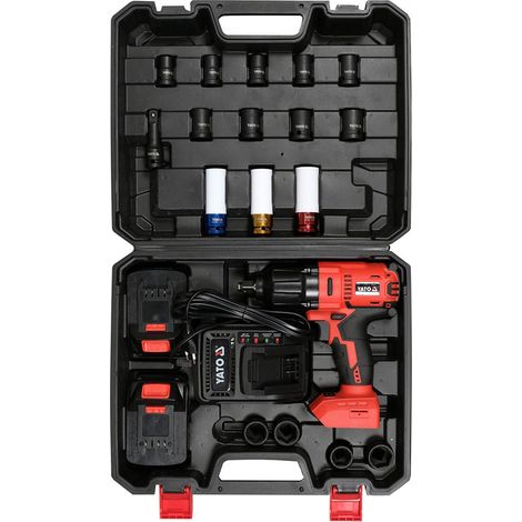 Pack cle a choc 18v sans fil, douilles, 2 batteries et chargeur